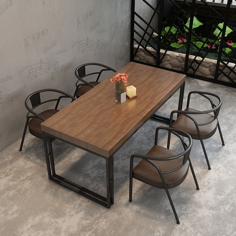 Industrial Style Solid Wood Dinner Table Brown Rectangle Table with Sled Base for Dinning Room Clearhalo ' dining_table' 'Dining Tables & Seating' 'Dining Tables' 'furn' 'furn_dining_table' 'Furniture' 'furniture_dining_table' 'Kitchen & Dining Furniture' 'kitchen&dining_furn' 'kitchen' 'kitchen_dining_table' 1200x1200_265f72ef-6a24-48d7-9627-6b9568c57640