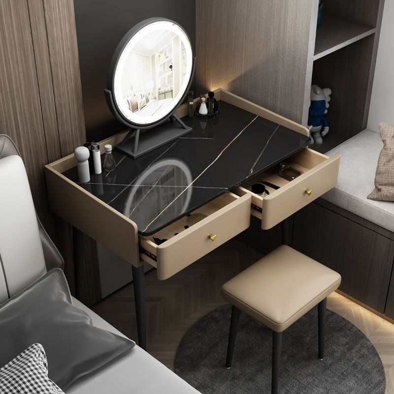 Tocador contemporáneo 2 cajones de almacenamiento tocador con taburetes acolchados