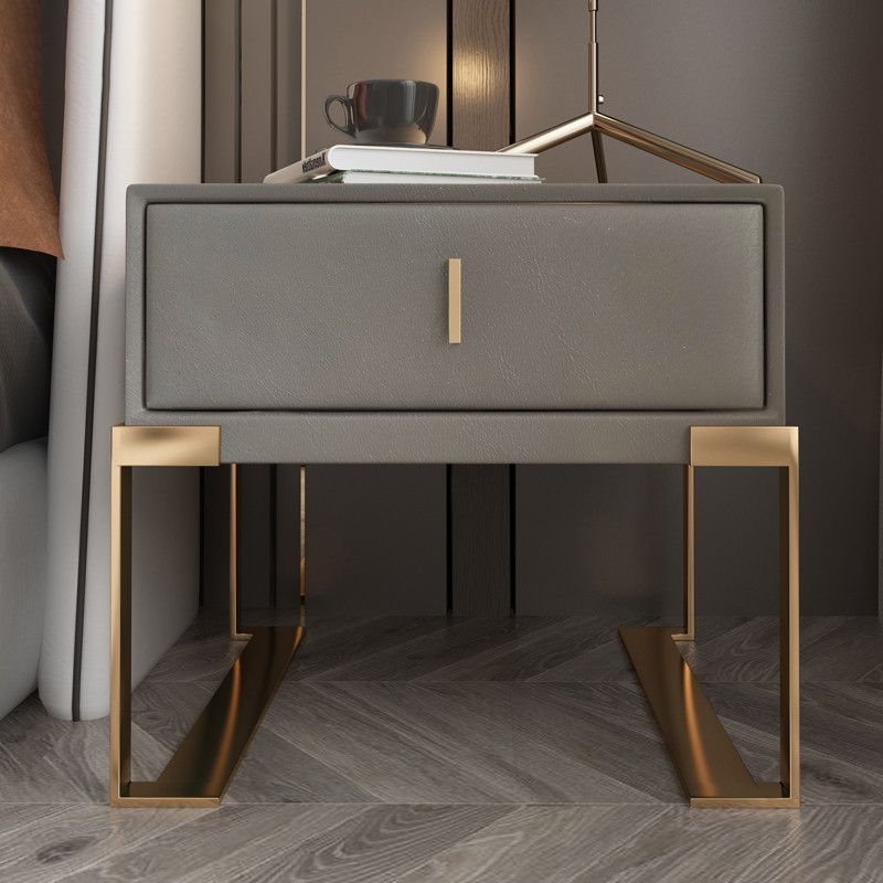 Faux Leder-Nachttisch 1-Zauberer 21 Zoll hohe moderne Beine inklusive Nachttisch enthalten