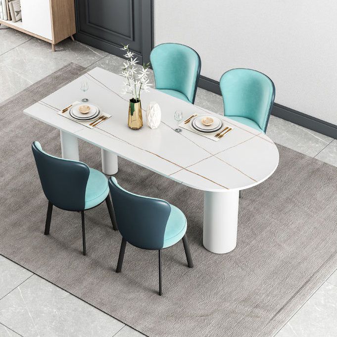 White Dining Table Contemporary Style Dinette Table for Home Kitchen Clearhalo 'Dining Tables & Seating' 'Dining Tables' 'dining_table' 'furn' 'furn_dining_table' 'Furniture' 'Kitchen & Dining Furniture' 1200x1200_2663336f-8bfb-423f-b708-acb92dd1f242