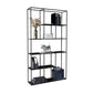 Modern Style Open Back Bookcase Metal Frame Bookshelf in Black