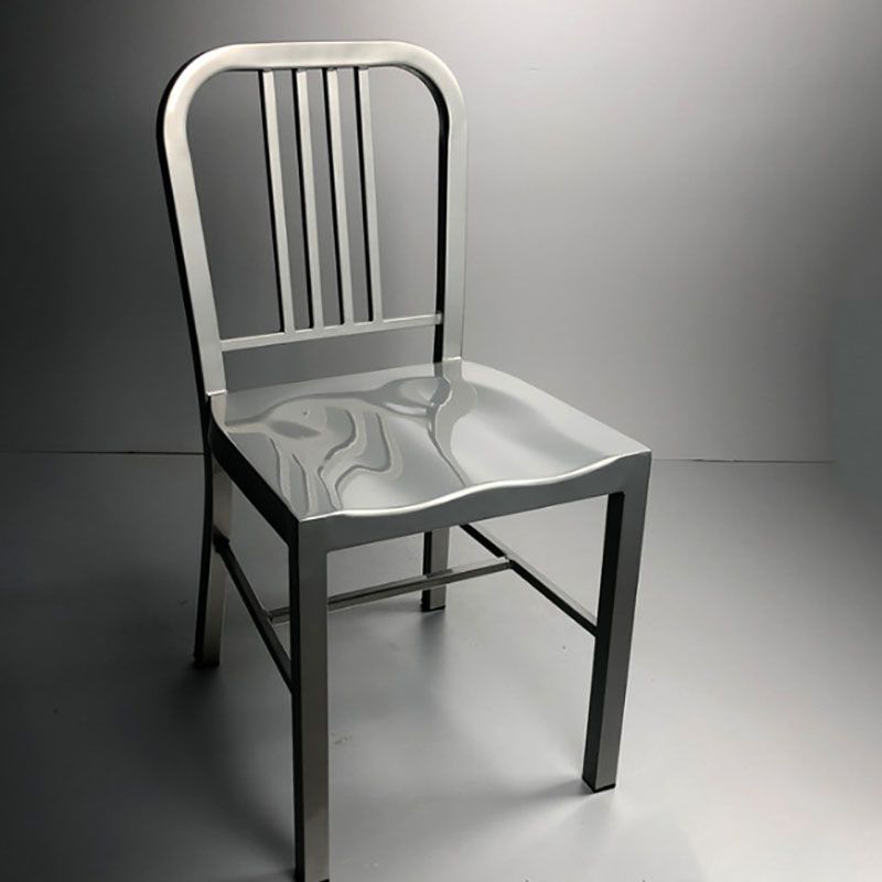 Industriële metalen eetkamerstoelen Slat achter eetstoel in zilver