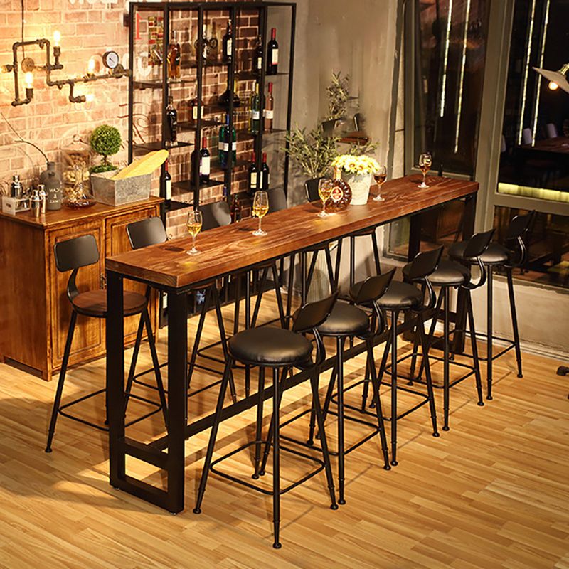Brown Trestle Industrial Cocktail Bar Table Rectangle Footrest Indoor Bar Wine Table Clearhalo 'Bar Furniture' 'Bar Tables' 'bar_tables' 'furn' 'furn_bar_tables' 'Furniture' 'furniture_bar_tables' 'Kitchen & Dining Furniture' 1200x1200_26656c96-4d26-4835-8a93-9923b647b9b3