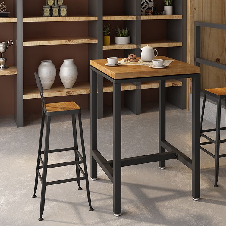 Industrial Indoor Bar Dining Table Square Metal and Wood Bar Table Clearhalo 'Bar Furniture' 'Bar Tables' 'bar_tables' 'furn' 'furn_bar_tables' 'Furniture' 'Kitchen & Dining Furniture' 1200x1200_266574b5-3c08-4af7-97ff-dc3e523fbf10