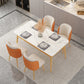 Tavolo da pranzo in ferro glam set 1/2/5/7 pezzi dinette rettangolo con pietra bianca sinterizzata