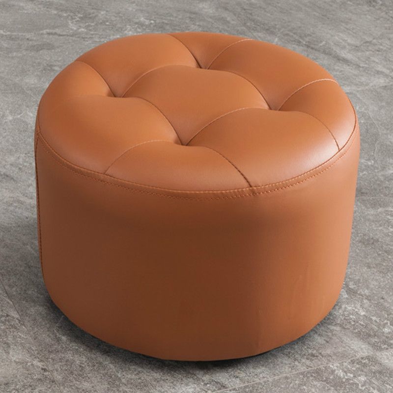 Simplicidad Pure Color Otomano Otomano Faux Faux Cuero Round Pouf Otoman