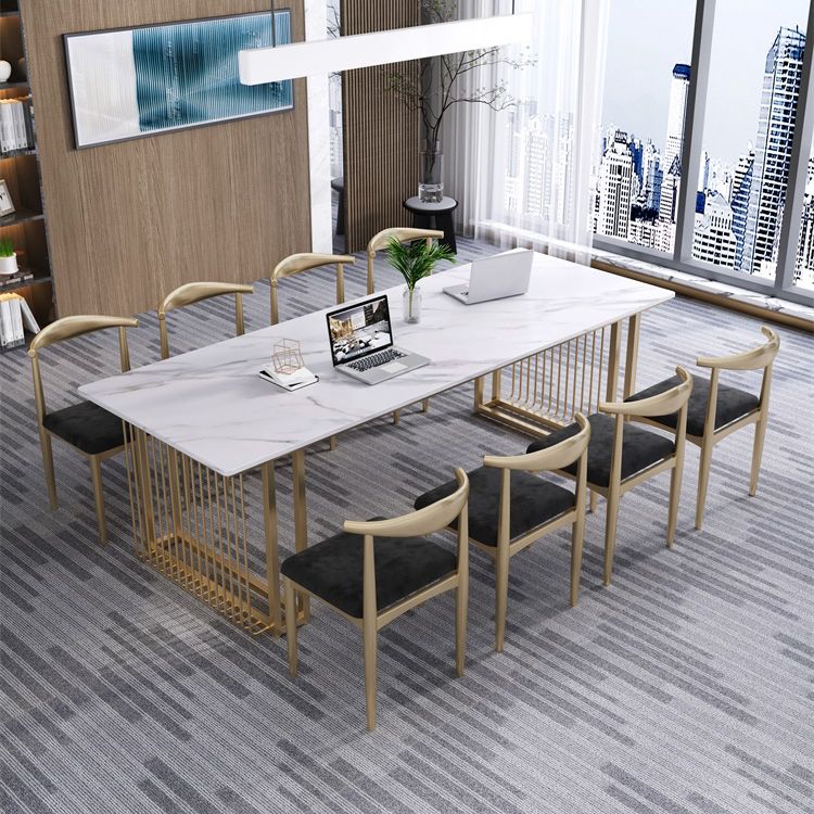 シンプルさ長方形の会議テーブルストーン固定ワークデスクオフィスのためのワークデスク