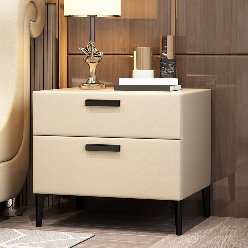 Mesa moderna de la noche de madera maciza Mesa de mesa con 2 cajones