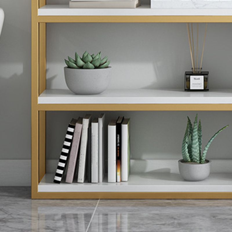 Glam Antique Finish Shelf Bookcase Metal Bookshelf with Rectangular Shelves