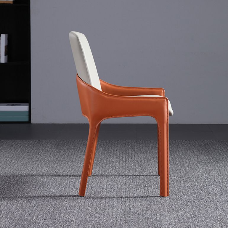 Modern Style Faux Leather Arm Dining Chairs Metal Dining Chair for Home Use Clearhalo 'Dining Chairs' 'Dining Tables & Seating' 'dining_chair' 'furn' 'furn_dining_chair' 'Furniture' 'Kitchen & Dining Furniture' 1200x1200_266bd0fe-01e6-49d8-b7bf-4ccafa54e82f