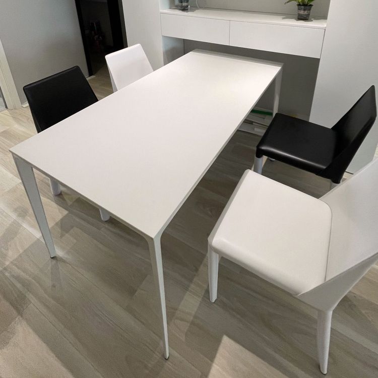 Modern White Sintered Stone Dining Table Rectangle Shape Standard Dining Table for Kitchen Clearhalo ' dining_table' 'Dining Tables & Seating' 'Dining Tables' 'Furniture' 'furniture_dining_table' 'Kitchen & Dining Furniture' 'kitchen&dining_furn' 'kitchen' 'kitchen_dining_table' 1200x1200_266d30f1-90d4-4a31-adc9-a03a435062c2