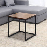 Set di tavolini da caffè nidificante scandinavo con top in legno massiccio e base di ferro