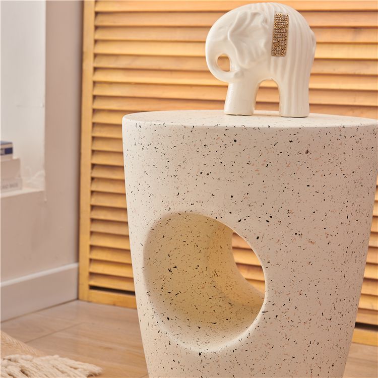 14.2" W x 14.2" D x 18.5" H Accent Side Table Cement with A Hole Corner Table in White