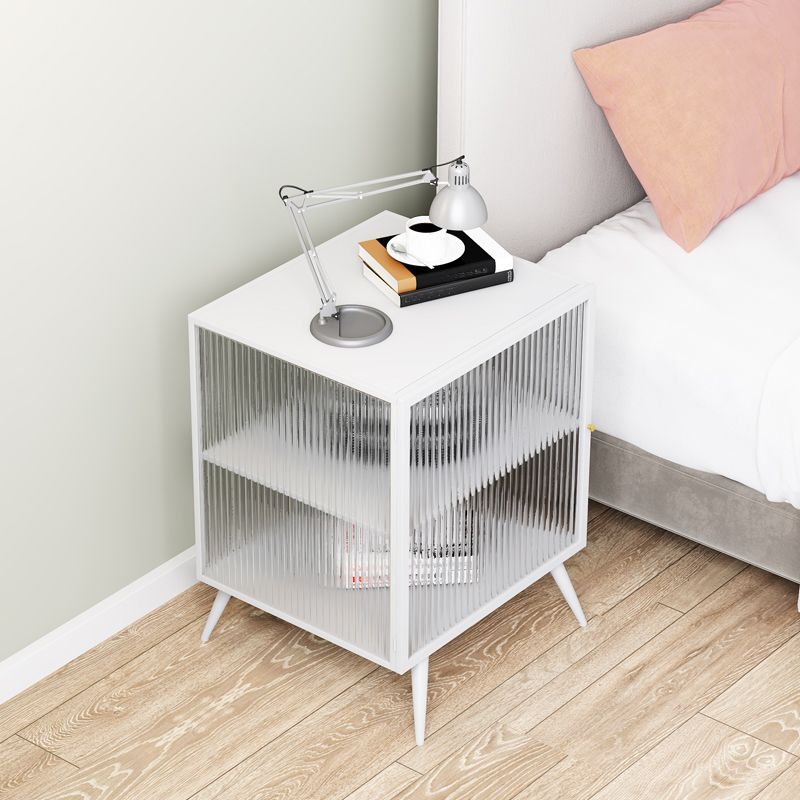 Modern Metal Bed Cabinet Stone Top 1-Shelf Nightstand in Black/White Clearhalo 'Bedroom Furniture' 'furn' 'furn_night_stand' 'Furniture' 'night_stand' 'Nightstands' 1200x1200_2670aa84-0099-4637-930f-ff5cbd26032c