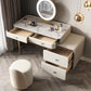 Beige 3/4-Drawers Dressing Table Faux Leather Make-up Vanity Desk Clearhalo 'Bedroom Furniture' 'furn' 'furn_makeup_vanities' 'Furniture' 'Makeup Vanities' 'makeup_vanities' 1200x1200_26727f29-1f22-4ae0-910d-e05f96fbd3ae