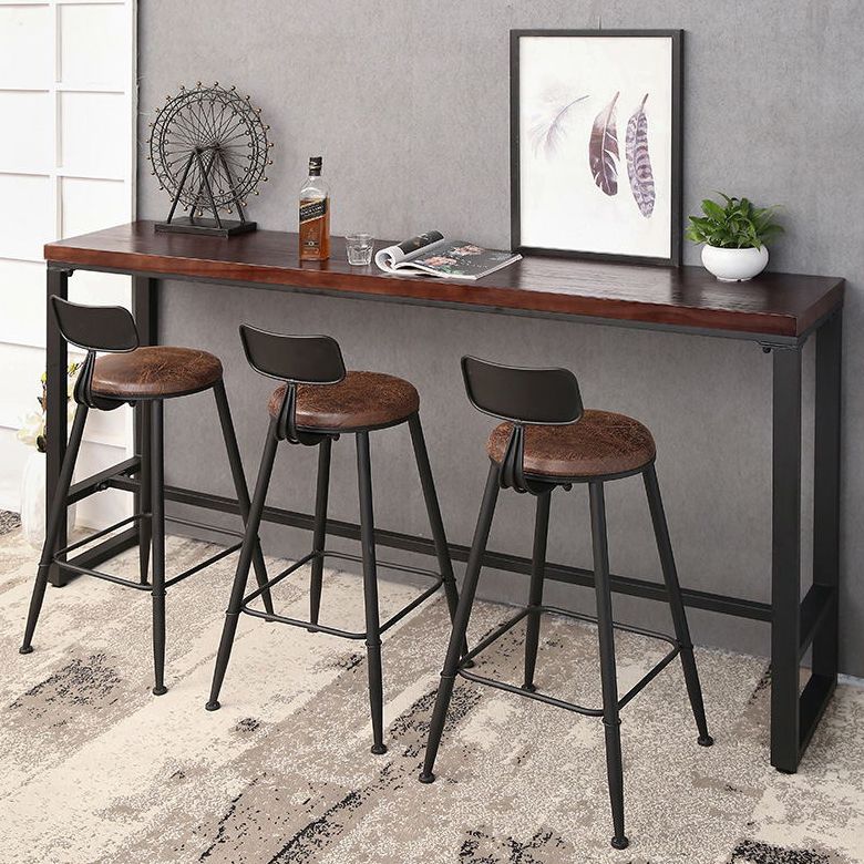 Pine Wood Bar Table Industrial Rectangle Bar Dining Table with Black Trestle Base Clearhalo 'Bar Furniture' 'Bar Tables' 'bar_tables' 'furn' 'furn_bar_tables' 'Furniture' 'furniture_bar_tables' 'Kitchen & Dining Furniture' 1200x1200_26733534-1b13-469a-aa60-c8061179d945