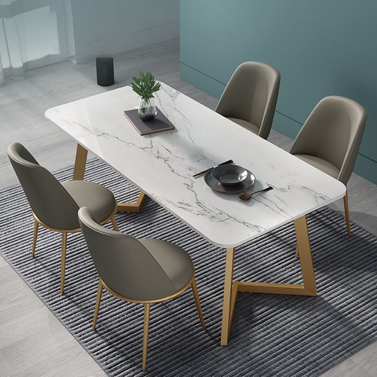 Nordic Glam Style 1/4/5 Pieces Dining Sintered Stone Dining Table Set with Metal Legs Clearhalo 'Dining Room Sets' 'Dining Tables & Seating' 'dining_room_set' 'furn' 'furn_dining_room_set' 'Furniture' 'furniture_dining_room_set' 'Kitchen & Dining Furniture' 'kitchen&dining_furn' 'kitchen' 1200x1200_2674639d-390f-46d8-b178-34a0edbe877b