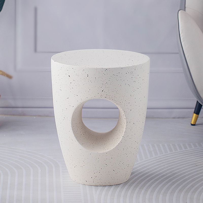 14.2" W x 14.2" D x 18.5" H Accent Side Table Cement with A Hole Corner Table in White