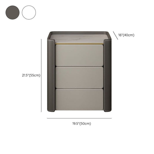 モダニズムストレージナイトテーブル3引き出しストーン/ウッドベッドナイトスタンドホームのためのナイトスタンド