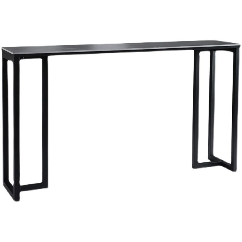 Contemporary Rectangle Bar Dining Table Indoor Bar Table with Black Metal Base Clearhalo 'Bar Furniture' 'Bar Tables' 'bar_tables' 'furn' 'furn_bar_tables' 'Furniture' 'furniture_bar_tables' 'Kitchen & Dining Furniture' 'kitchen&dining_furn' 'kitchen' 1200x1200_26751878-d40e-4ffe-b3a5-ea3d96378586