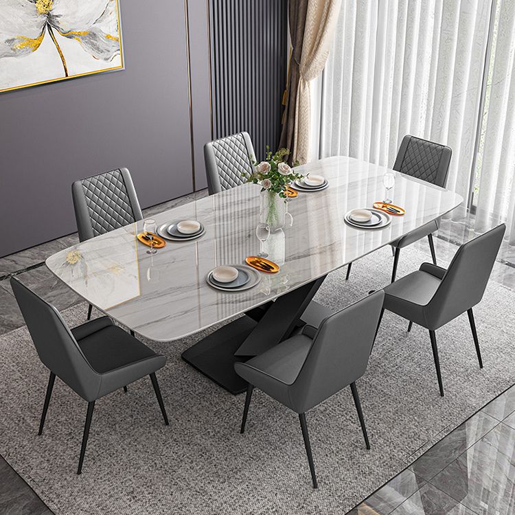 Minimalist Dining Set with Sintered Stone Dining Table and Upholstered Chairs Clearhalo 'Dining Room Sets' 'Dining Tables & Seating' 'dining_room_set' 'furn' 'furn_dining_room_set' 'Furniture' 'furniture_dining_room_set' 'Kitchen & Dining Furniture' 'kitchen&dining_furn' 'kitchen' 1200x1200_2677b9b7-9429-4d0e-93c2-156e28febb6d