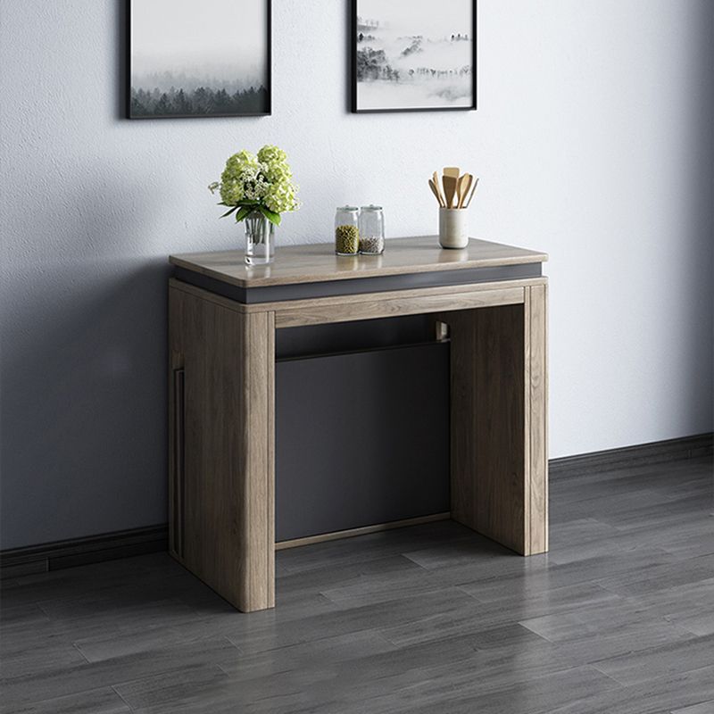 Modern Rectangle Wood Dining Table Extendable for Small Spaces