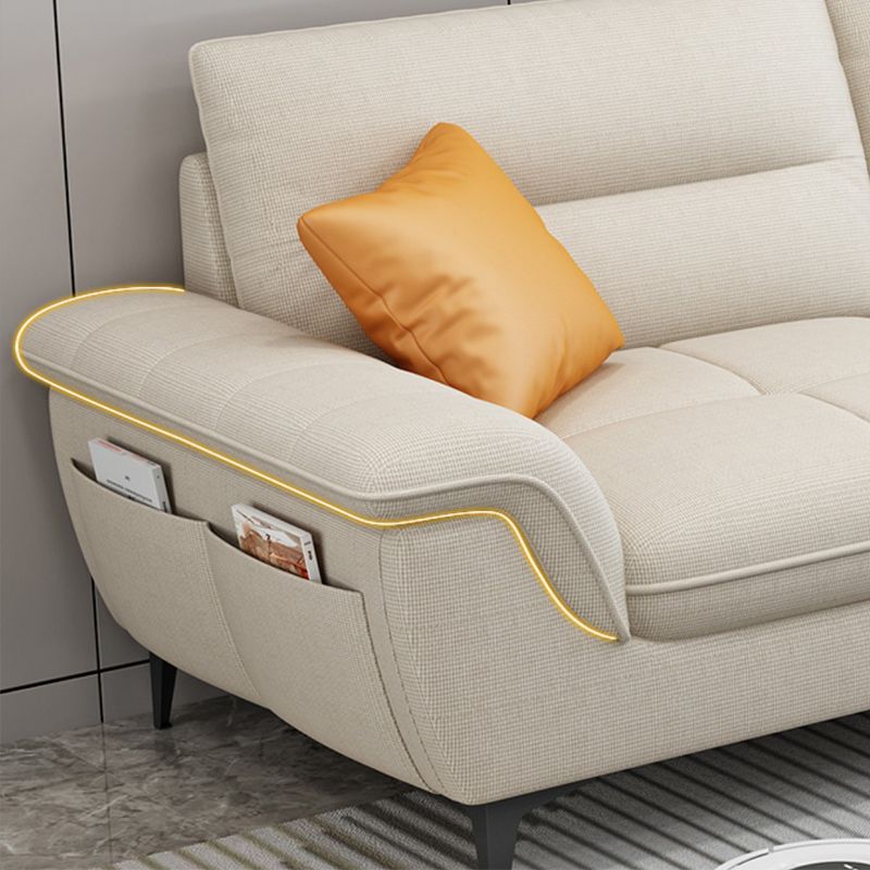 Contemporary Cotton/Faux Leather Sofa Square Arm Couch with Cushion Back Clearhalo 'furn' 'furn_sofas' 'Furniture' 'furniture_sofas' 'Living Room Furniture' 'Sofa' 'sofas' '„Éõ„Éº„É†' 1200x1200_267a304c-d86c-41a4-8367-021062e13e2d