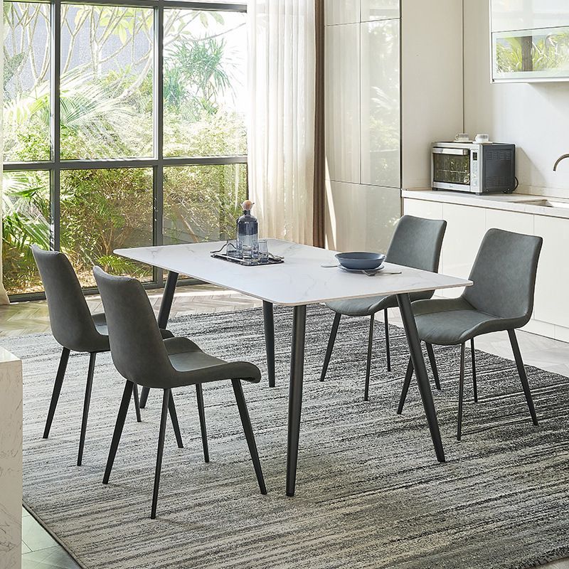 Modern Sintered Stone Rectangle Dining Set White Dining Set for Home Use Clearhalo 'Dining Room Sets' 'Dining Tables & Seating' 'dining_room_set' 'furn' 'furn_dining_room_set' 'Furniture' 'furniture_dining_room_set' 'Kitchen & Dining Furniture' 'kitchen&dining_furn' 'kitchen' 1200x1200_267bc3a3-ebd5-4730-9bdd-a479be8945e8