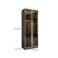 Modern Tempered Glass Doors Wardrobe Wood Frame Wardrobe without Light