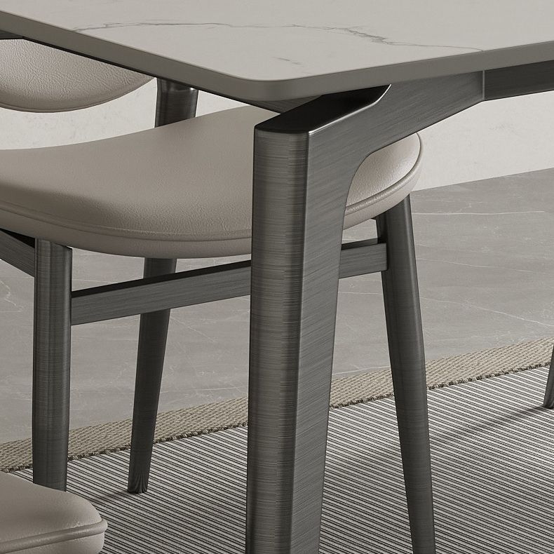 Stainless Steel Frame Dinette Table Stone Top Rectangle Dining Table Clearhalo 'Dining Tables & Seating' 'Dining Tables' 'dining_table' 'furn' 'furn_dining_table' 'Furniture' 'Kitchen & Dining Furniture' 1200x1200_267dded1-fadb-4c12-85e7-0b1c1e98b975