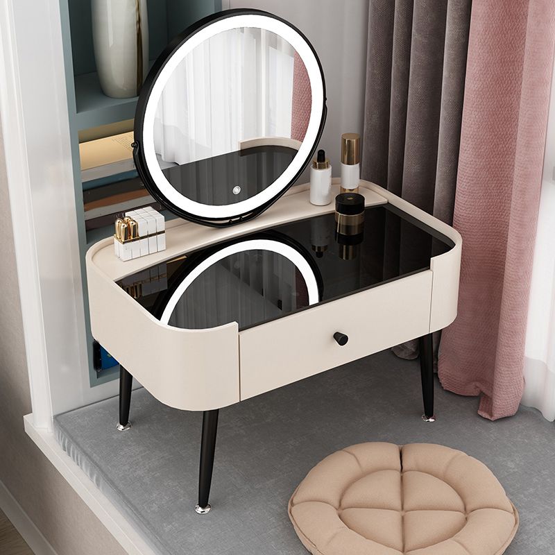 Contemporary 16.5" H Makeup Counter Bedroom Glass Make-up Vanity with Drawer