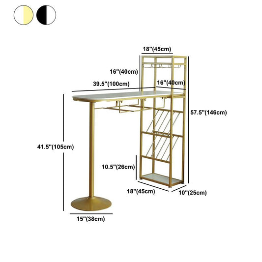 Specialty Pub Table Glam Bar Height 41-inch Bar Table with Wine Rack Clearhalo 'Bar Furniture' 'Bar Tables' 'bar_tables' 'furn' 'furn_bar_tables' 'Furniture' 'Kitchen & Dining Furniture' 1200x1200_2682e4cb-1c9d-41d1-8c7f-d696f23f83bd