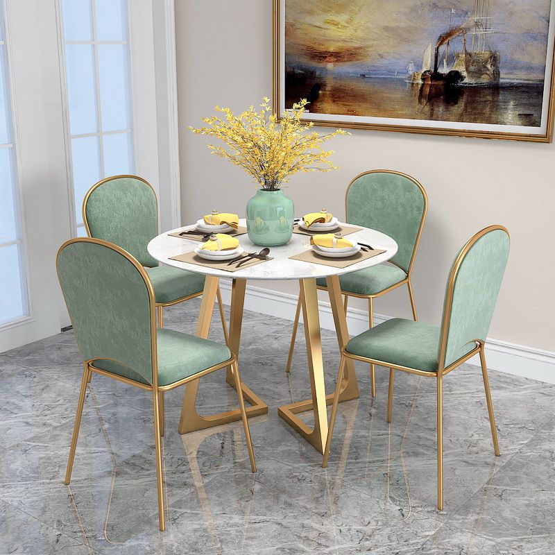 Round Golden Base Dining Table Glam Faux Marble Table for Kitchen Clearhalo 'Dining Tables & Seating' 'Dining Tables' 'dining_table' 'furn' 'furn_dining_table' 'Furniture' 'Kitchen & Dining Furniture' 1200x1200_26853019-320c-4311-b99b-e45f06ecfe06