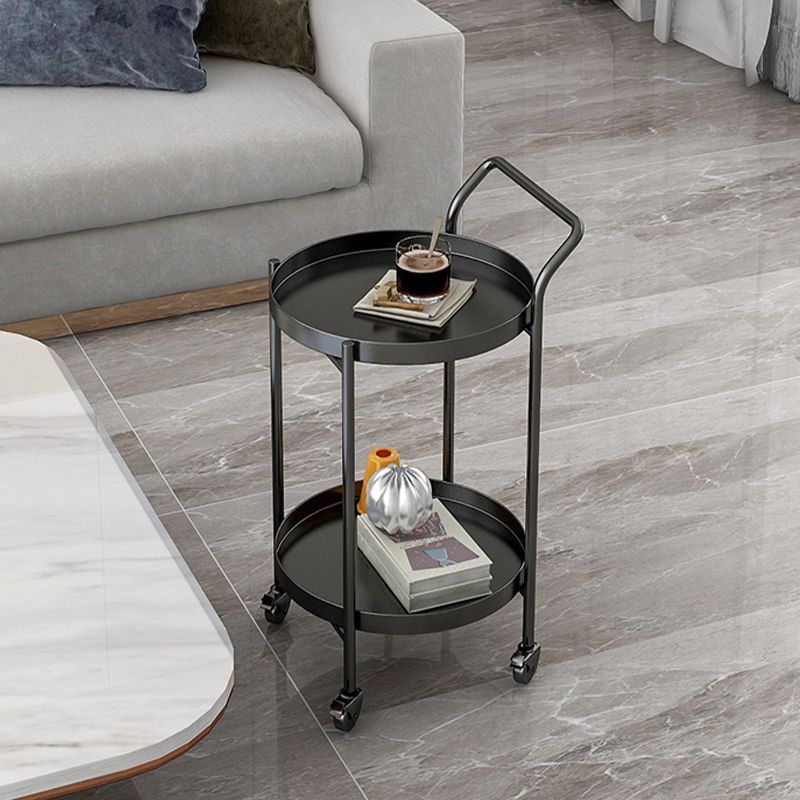 Mid-Century Tray Top Corner Table 4 Legs Metal Side End Table with Storage