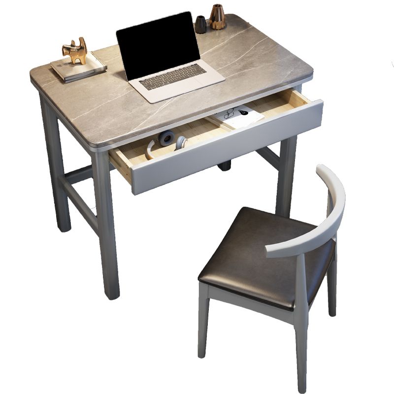 1 Drawer Writing Desk Rectangular Shaped Task Desk in Grey/Black for Home Clearhalo 'furn' 'furn_office_desk' 'Furniture' 'Office Desks' 'Office Furniture' 'office_desk' 1200x1200_268683ab-81a9-4030-9ba5-7dfe675f83ed