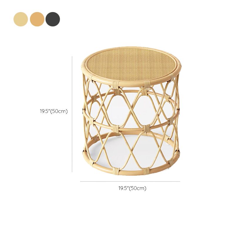Table basse ronde contemporaine de 17,7"/19,6" en rotin tambour table de cocktail