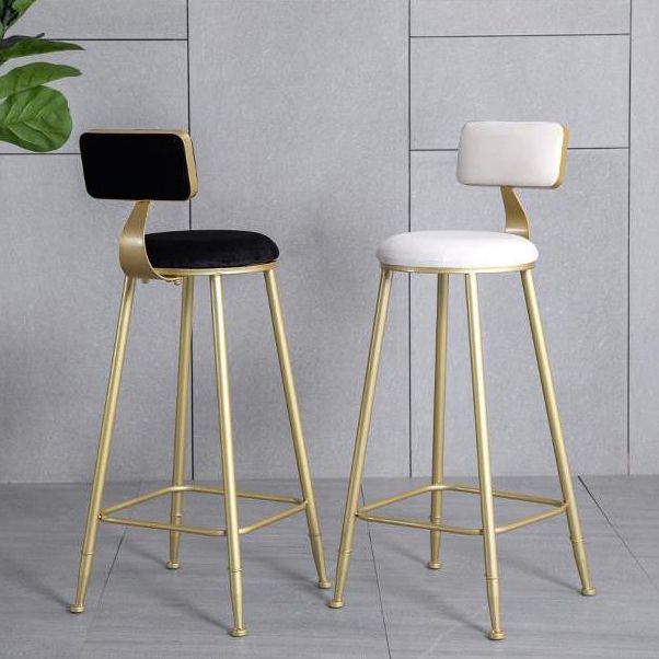 Taburete de respaldo de respaldo sin brazo de glamour taburete de barra de cocina de hierro con pedal y cojín