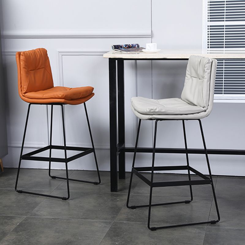 Modern Armless Backrest Counter Stool Steel Bar Stool with Leather Cushion Clearhalo 'Bar Furniture' 'Bar Stools' 'bar_stools' 'furn' 'furn_bar_stools' 'furniture_bar_stools' 'Kitchen & Dining Furniture' 'kitchen&dining_furn' 'kitchen' 'kitchen_furn' Furniture' 1200x1200_2687afb7-9839-493d-994e-2f37306ca9ca