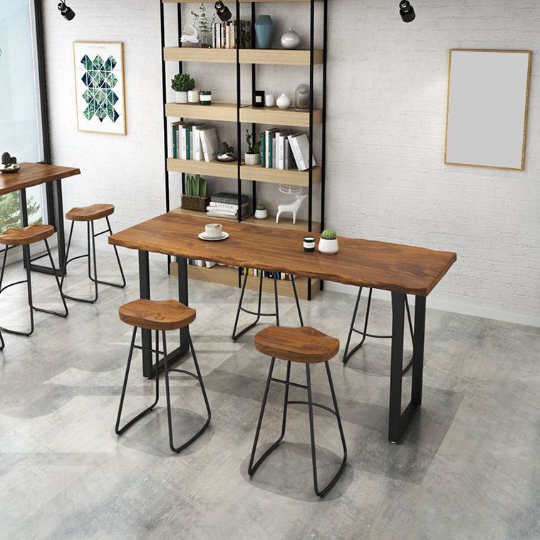 Coffee Shop Industrial Wood Barstool Iron Pedstal Bar Stool with Pedal Clearhalo 'Bar Furniture' 'Bar Stools' 'bar_stools' 'furn' 'furn_bar_stools' 'Furniture' 'Kitchen & Dining Furniture' 1200x1200_268a13b8-bcf7-48f0-9d60-55ad0bee02ee