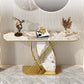 12 Inch Wide Glam Accent Table Stone Half Moon Console Table for Hall
