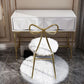 Glam Wood Vanity Table in White 31.5" H Dressing Table with Mirror and Stool