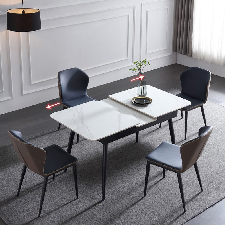 Rectangle Contemporary Sintered Stone Dining Room Set with Removable Leaf Dining Furniture Set Clearhalo 'Dining Room Sets' 'Dining Tables & Seating' 'dining_room_set' 'furn' 'furn_dining_room_set' 'Furniture' 'furniture_dining_room_set' 'Kitchen & Dining Furniture' 'kitchen&dining_furn' 'kitchen' 1200x1200_268c6ed3-7165-462d-87bc-45fe0c3004be