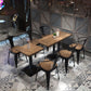 Mesa de comedor de pedestal industrial de metal mesa de madera para cocina y comedor