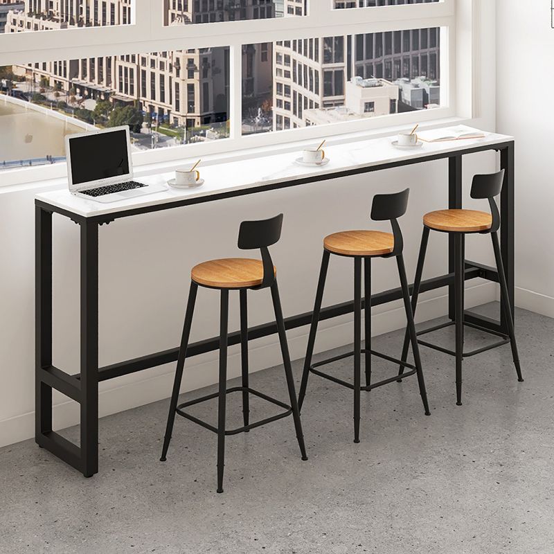 Stone Modern Cocktail Bar Table Footrest Trestle Rectangle Counter Table in White Clearhalo 'Bar Furniture' 'Bar Tables' 'bar_tables' 'furn' 'furn_bar_tables' 'Furniture' 'furniture_bar_tables' 'Kitchen & Dining Furniture' 1200x1200_268e1448-05d4-4d22-a813-d43dea17afe6