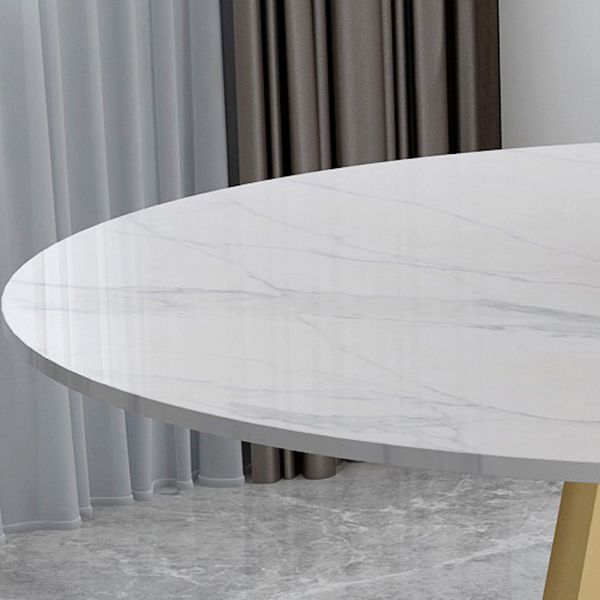 Mesa de comedor redonda contemporánea Mesa de pedestal de hierro con tapa de piedra sinterizada