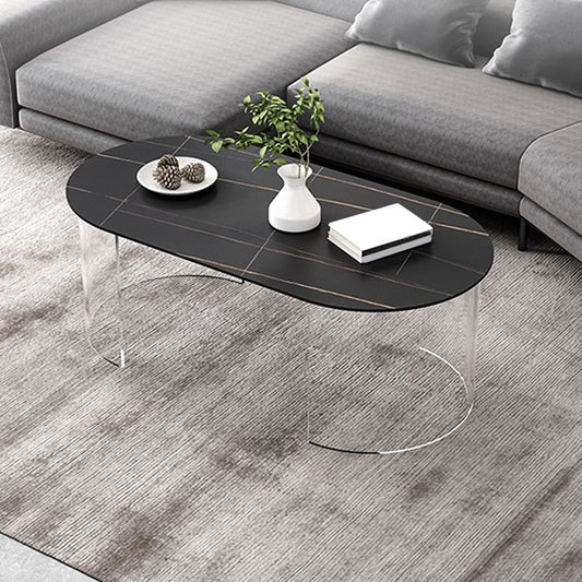 Tavolino moderno da caffè 17,71 "tavolino alto con 2 gambe acriliche