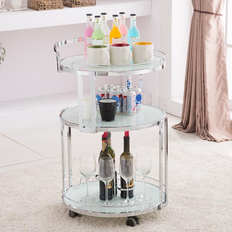 32.28 "ハイモダンなスタイルラウンドプレップテーブルホーム用ローリングメタル準備テーブル