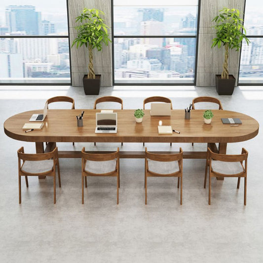 29.25-inch H Hedendaags kantoor Desk massief hout ovaal Writing Desk