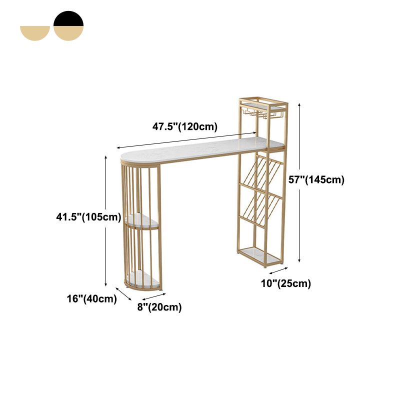 Glam Wine Rack Pub Height Dining Table Double Pedestal Cafe and Break-room Bar Table Clearhalo 'Bar Furniture' 'Bar Tables' 'bar_tables' 'furn' 'furn_bar_tables' 'Furniture' 'furniture_bar_tables' 'Kitchen & Dining Furniture' 1200x1200_2696efec-5cf3-49ec-b307-738b6f5e6bb7