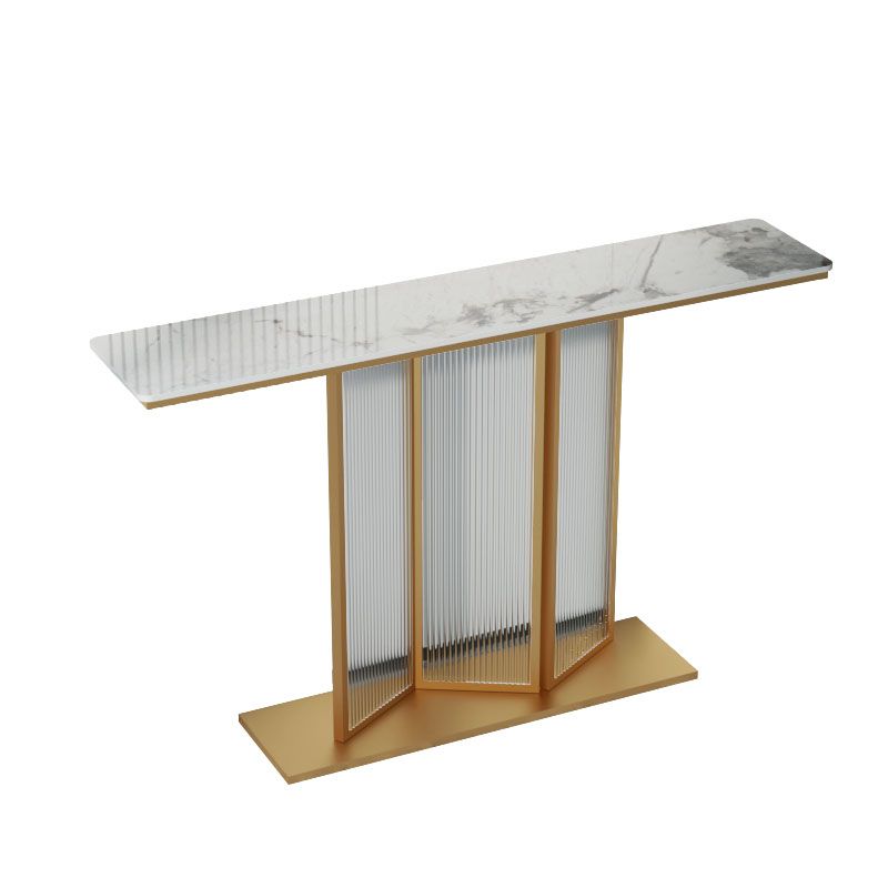 Glam Rectangle Shape Console Sofa Table with Stone Top for Hall